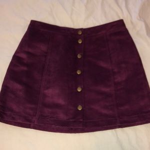 Maroon Button Up Suede Skirt